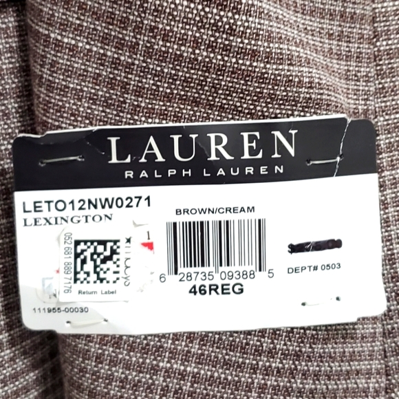 LAUREN RALPH LAUREN Brown/Cream Lexington BLAZER 46R NWT! Msrp:$295 - Picture 5 of 9
